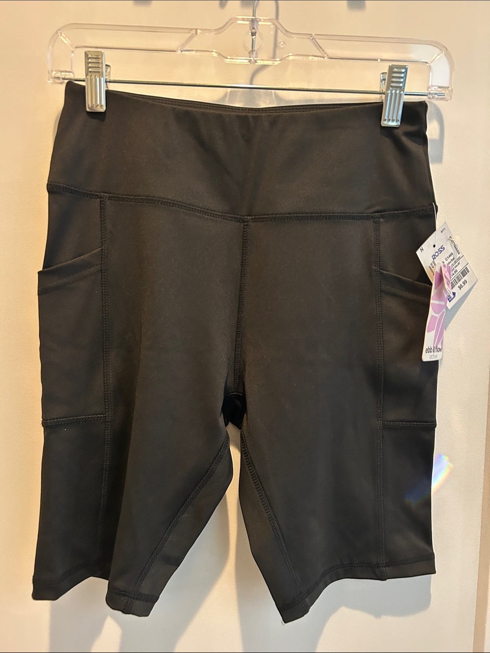 High-Rise Black Athletic Shorts with Side Pockets